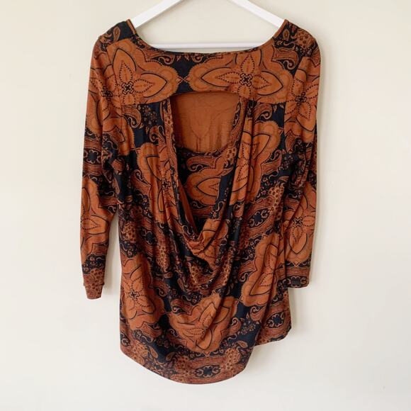Plume & Thread Bamboo Top Tunic Black Size 1 (small). Burnt orange. - Picture 2 of 5